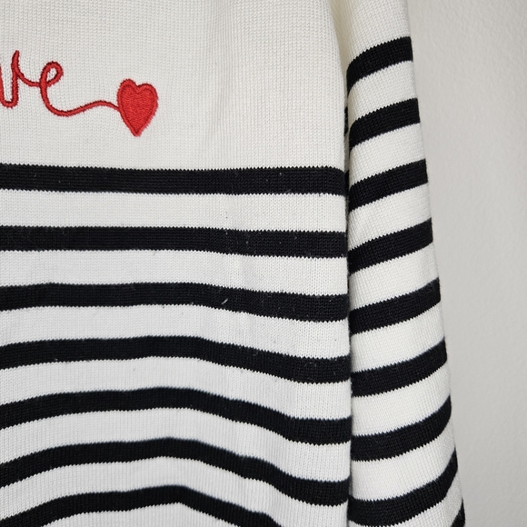 Shein Heart & Letter Embroidery Striped Pattern Sweater Sz L - Picture 8 of 11